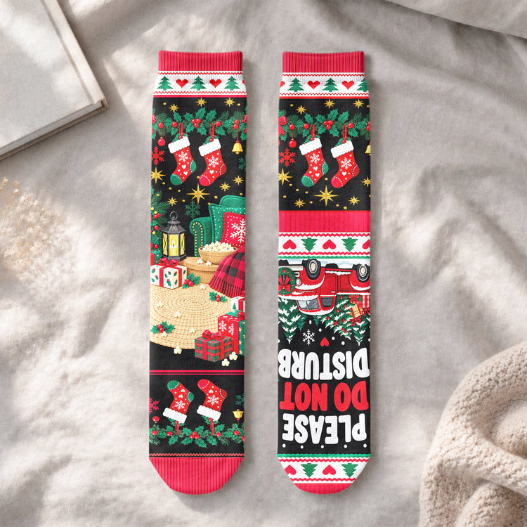 Custom Please Do Not Disturb I'm Watching Christmas Movies - Personalized Socks 4