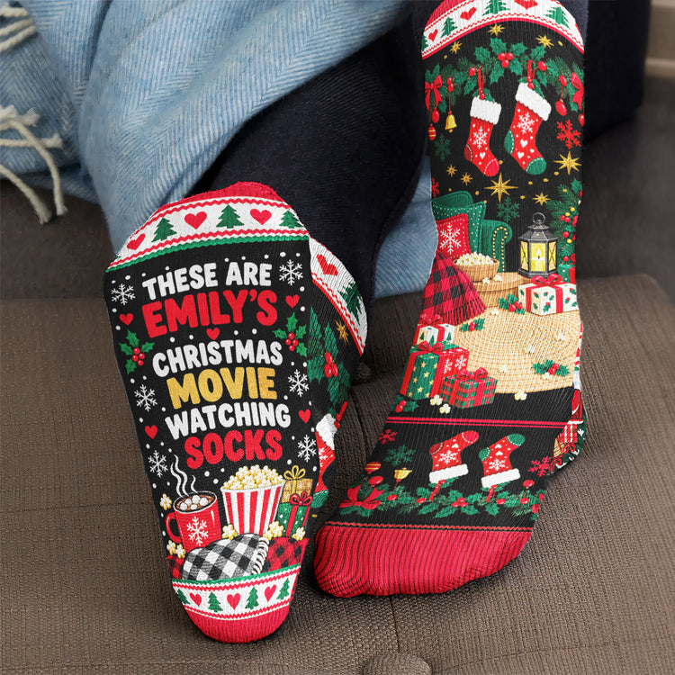 Custom Please Do Not Disturb I'm Watching Christmas Movies - Personalized Socks 5