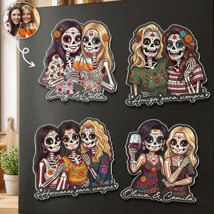Custom Portrait Amigas Por Siempre, Regalo De Gracias Para Amiga - Personalized Magnet 1