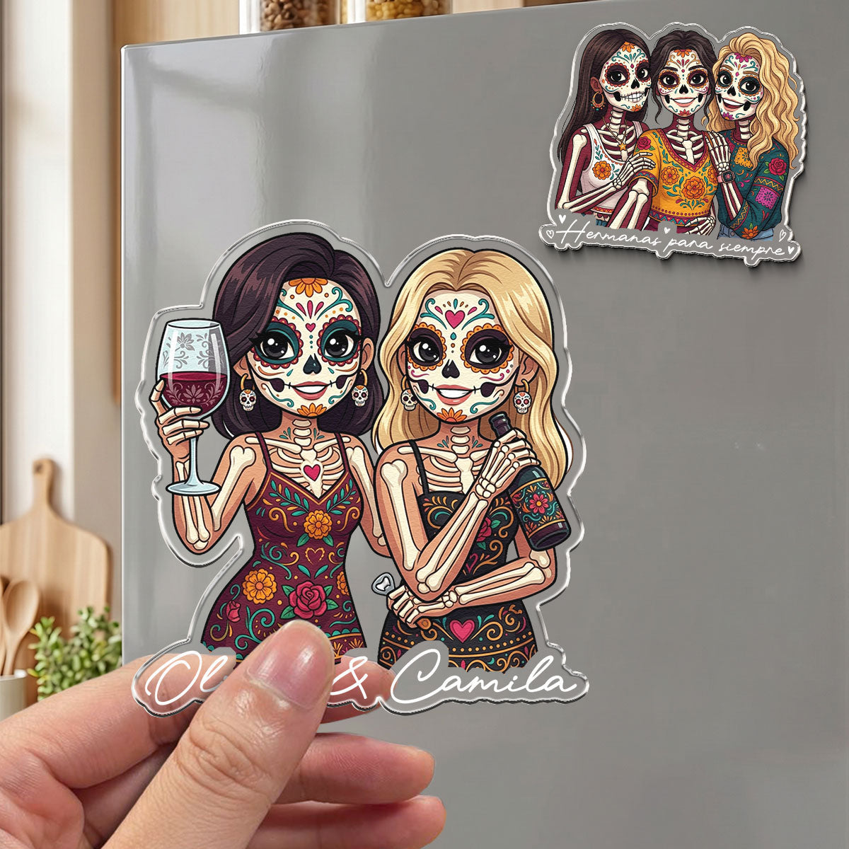 Custom Portrait Amigas Por Siempre, Regalo De Gracias Para Amiga - Personalized Magnet 3