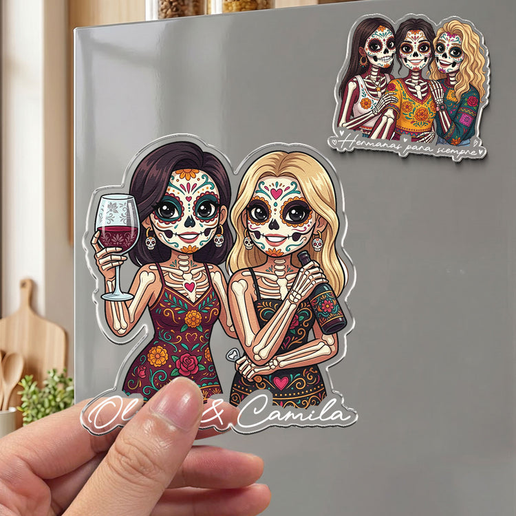Custom Portrait Amigas Por Siempre, Regalo De Gracias Para Amiga - Personalized Magnet 3
