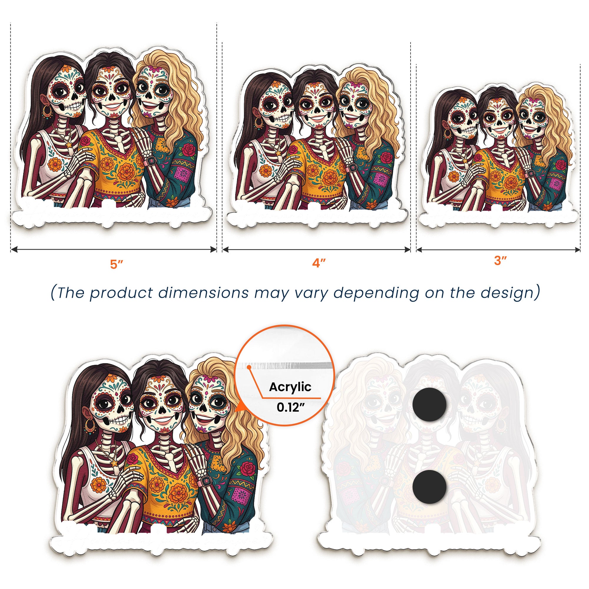 Custom Portrait Amigas Por Siempre, Regalo De Gracias Para Amiga - Personalized Magnet 5