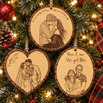 Custom Portrait Art Printed Wood Slice - For Couples, Anniversary Xmas Gifts - Personalized Ornament 1
