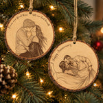 Custom Portrait Art Printed Wood Slice - For Couples, Anniversary Xmas Gifts - Personalized Ornament 2