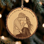 Custom Portrait Art Printed Wood Slice - For Couples, Anniversary Xmas Gifts - Personalized Ornament 3