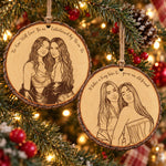 Custom Portrait Art Printed Wood Slice - Friendship Thank You Gifts - Personalized Ornament 1