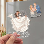 Custom Portrait Cartoon Art Acrylic Magnet, Family Couples With Pets Photo - Personalized Magnet 9