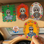 Custom Portrait Day Of The Dead Hispanic Mexican Ancestors - Personalized Car Visor Clip 1