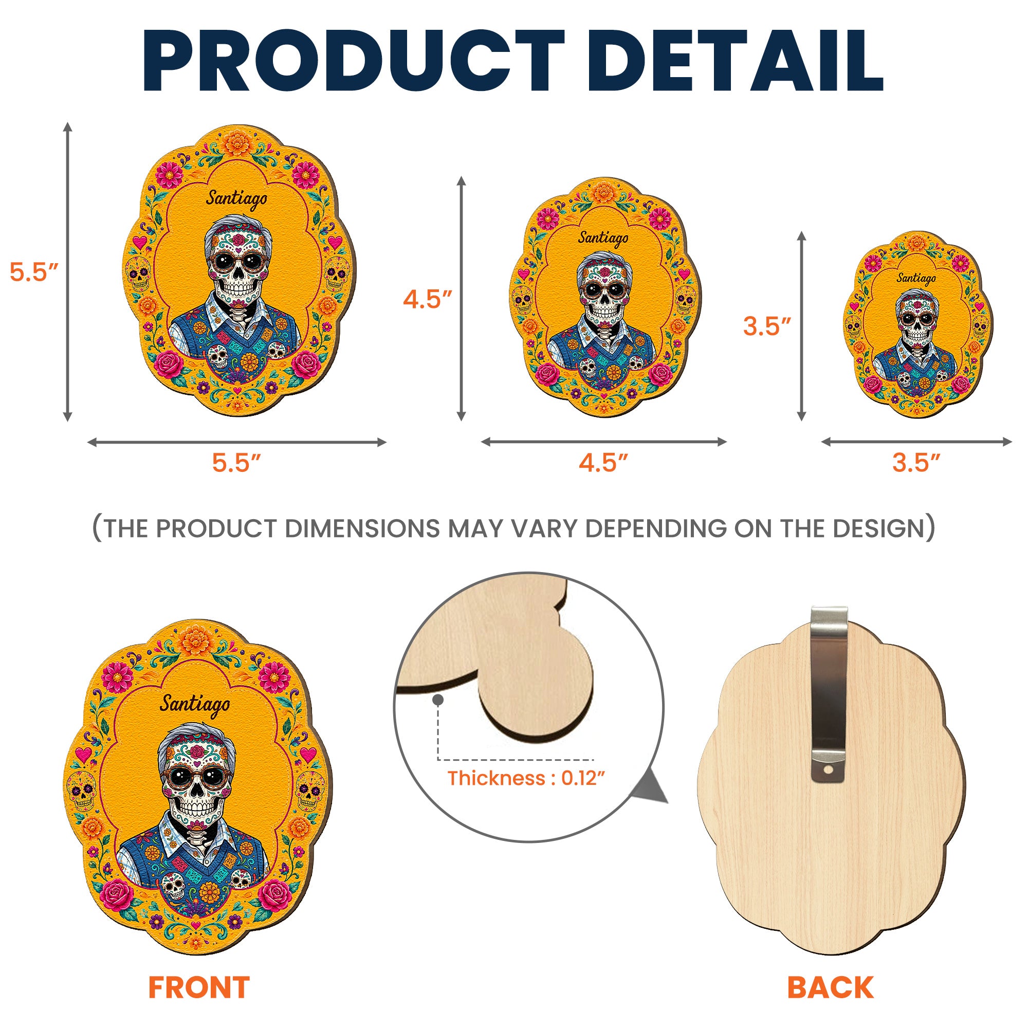 Custom Portrait Day Of The Dead Hispanic Mexican Ancestors - Personalized Car Visor Clip 5