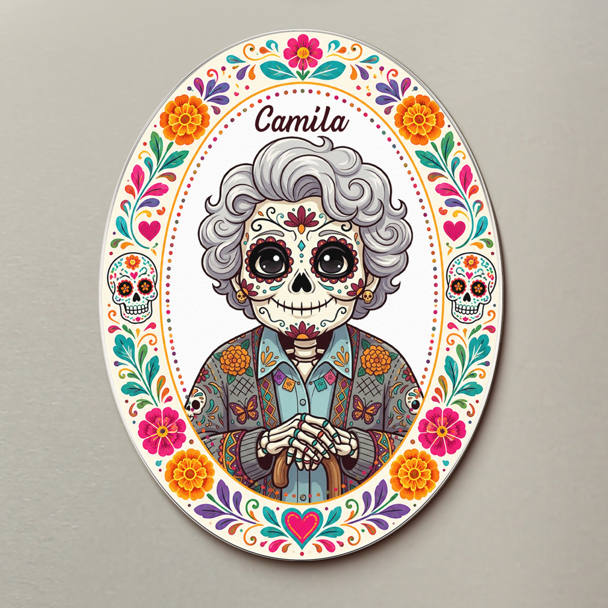 Custom Portrait Day Of The Dead Hispanic Mexican Memorial - Personalized Magnet 2