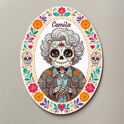 Custom Portrait Day Of The Dead Hispanic Mexican Memorial - Personalized Magnet 2
