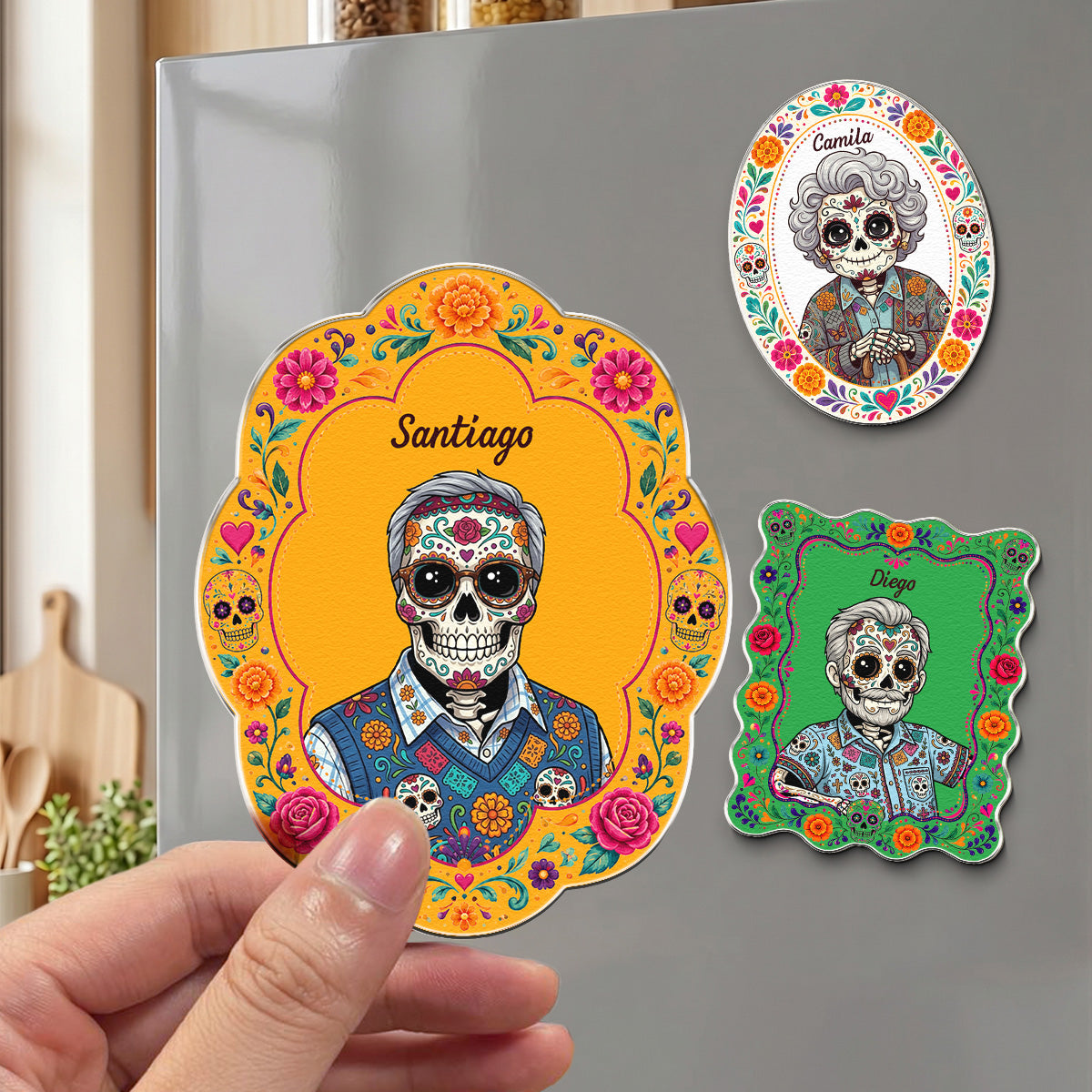 Custom Portrait Day Of The Dead Hispanic Mexican Memorial - Personalized Magnet 3