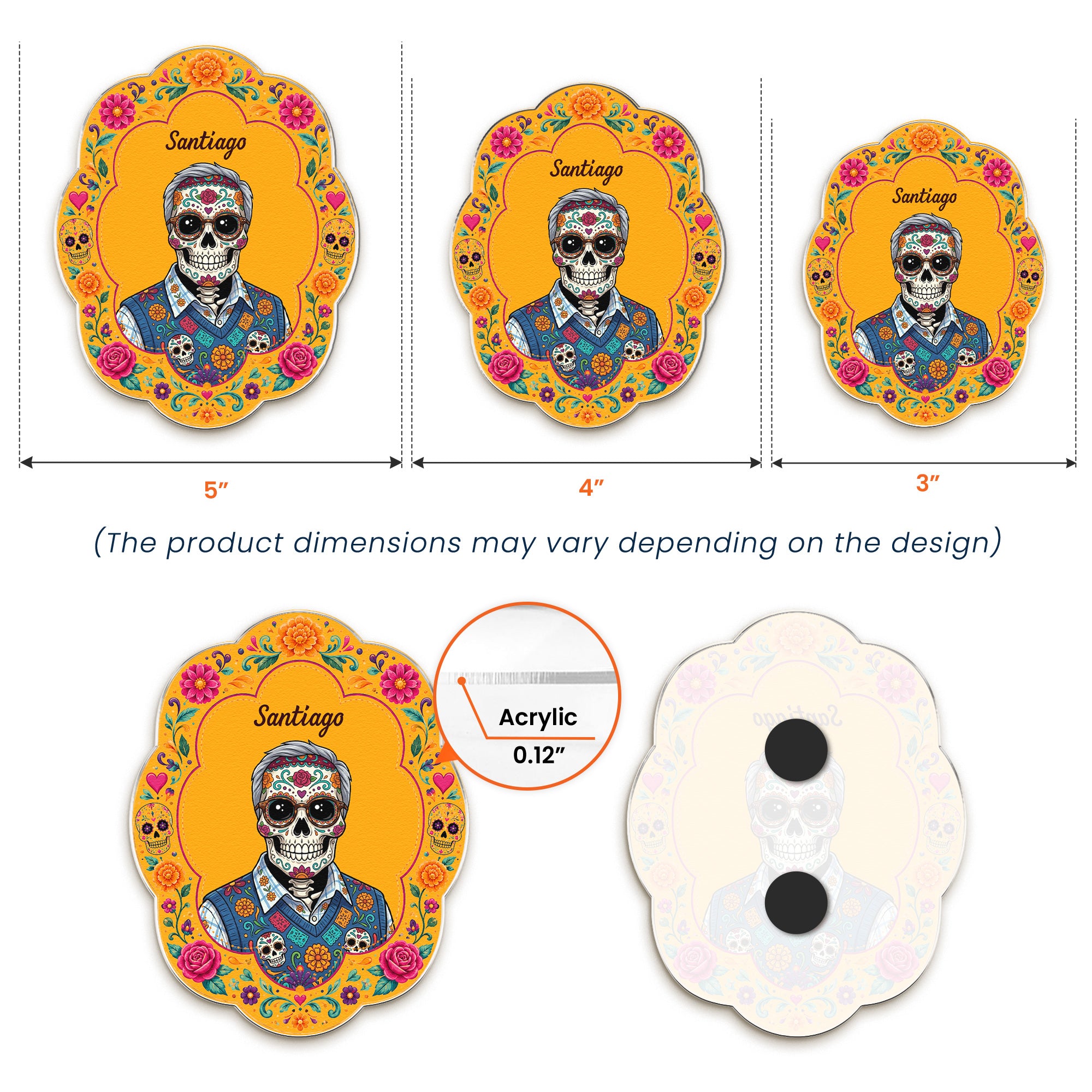 Custom Portrait Day Of The Dead Hispanic Mexican Memorial - Personalized Magnet 5