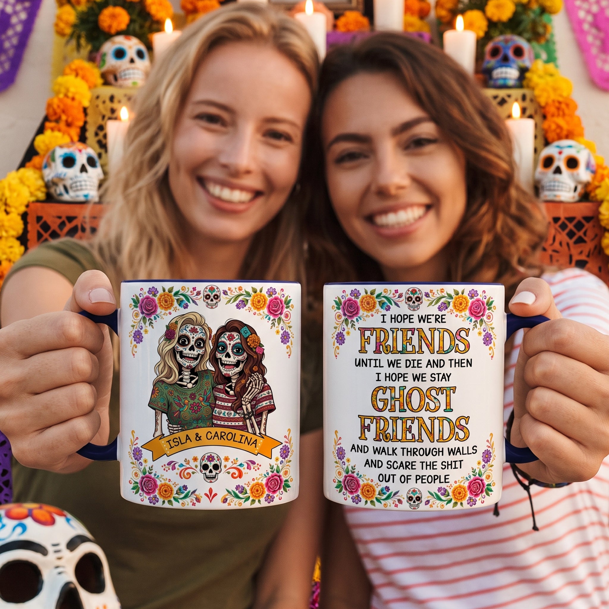 Custom Portrait Day Of The Dead I Hope We're Friends Until We Die - Personalized Mug 3