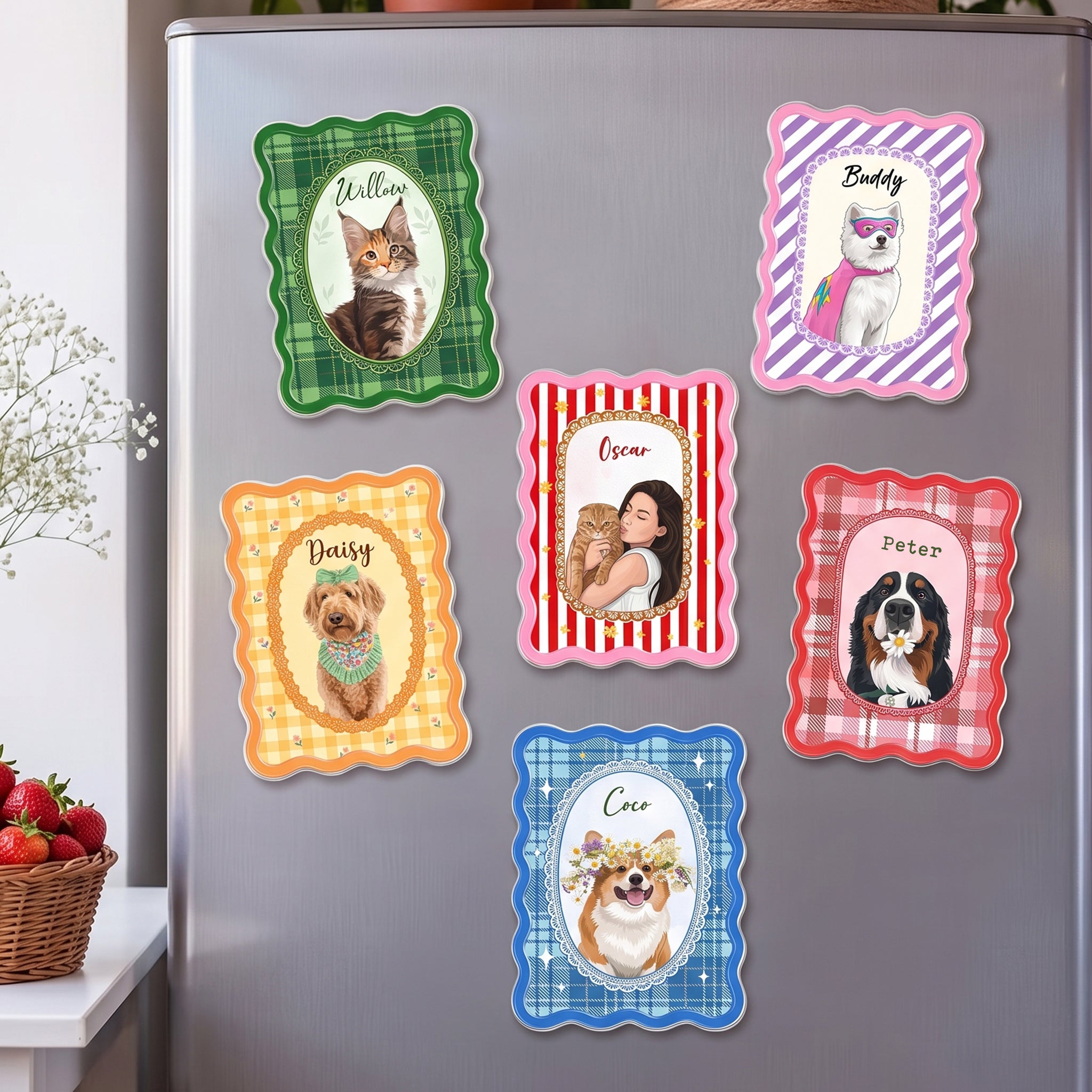 Custom Pretty Pet Portrait - Gifts For Dog Lovers, Cat Lovers - Personalized Magnet 1