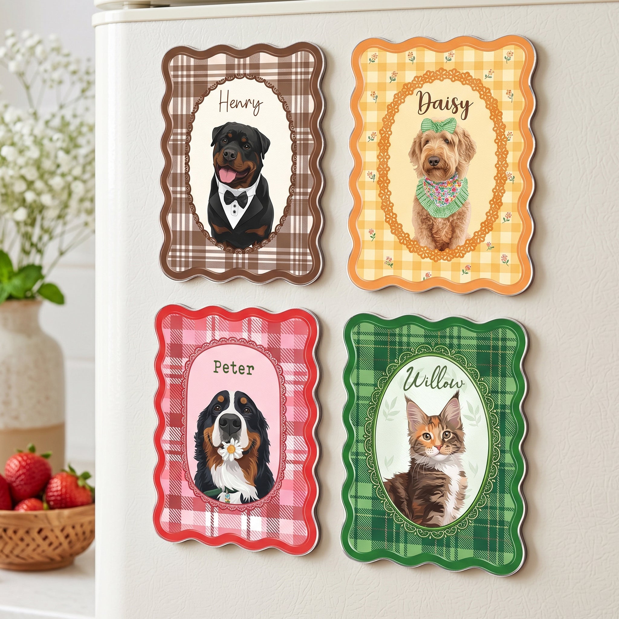 Custom Pretty Pet Portrait - Gifts For Dog Lovers, Cat Lovers - Personalized Magnet 2