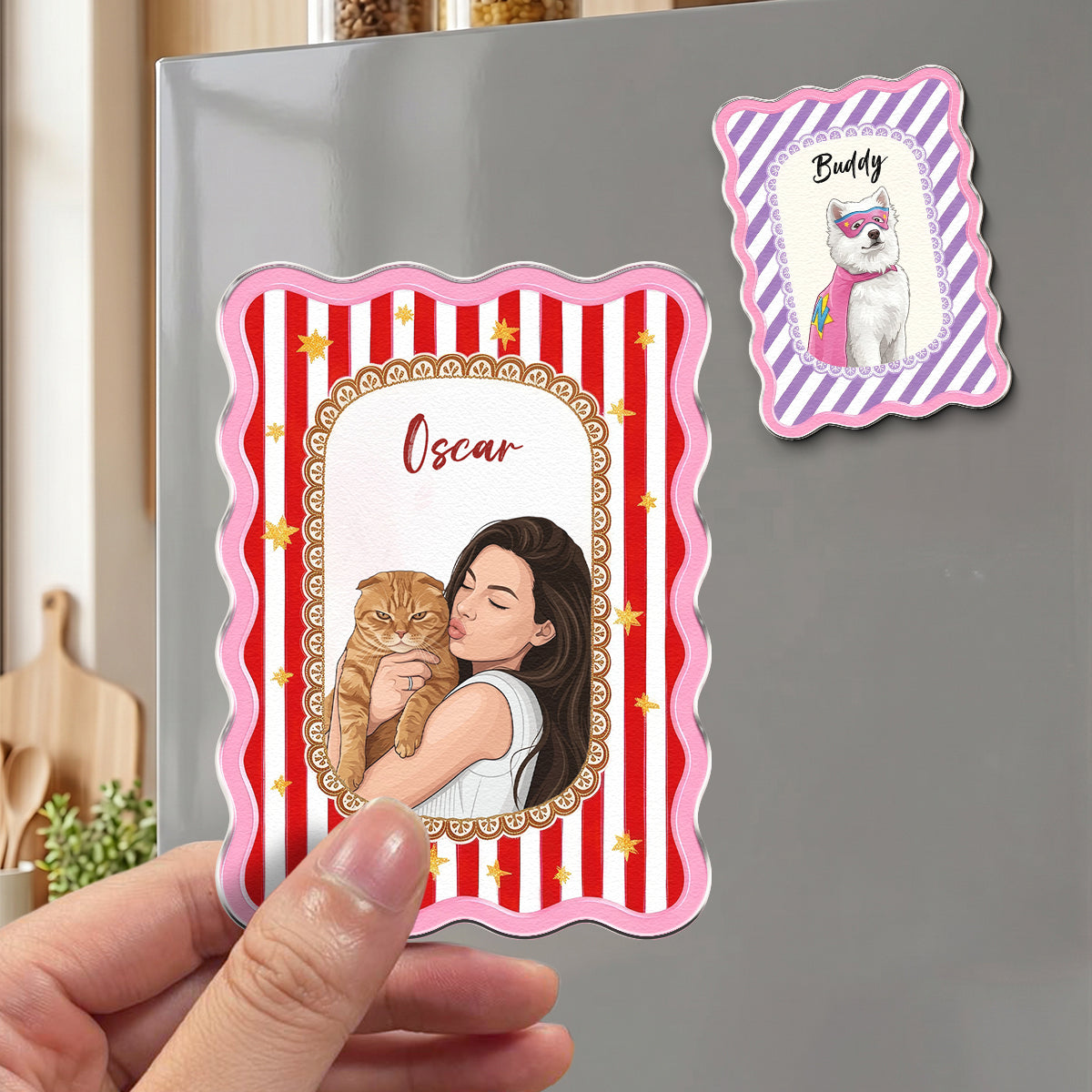 Custom Pretty Pet Portrait - Gifts For Dog Lovers, Cat Lovers - Personalized Magnet 4