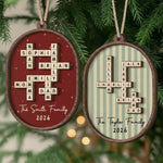 Custom Scrabble Words Family Name Stripe Patterns Christmas Gifts For Family Members - Personalized Ornament 1