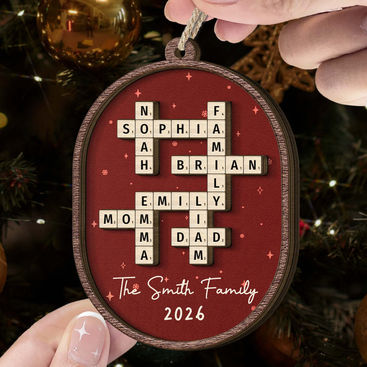 Custom Scrabble Words Family Name Stripe Patterns Christmas Gifts For Family Members - Personalized Ornament 6
