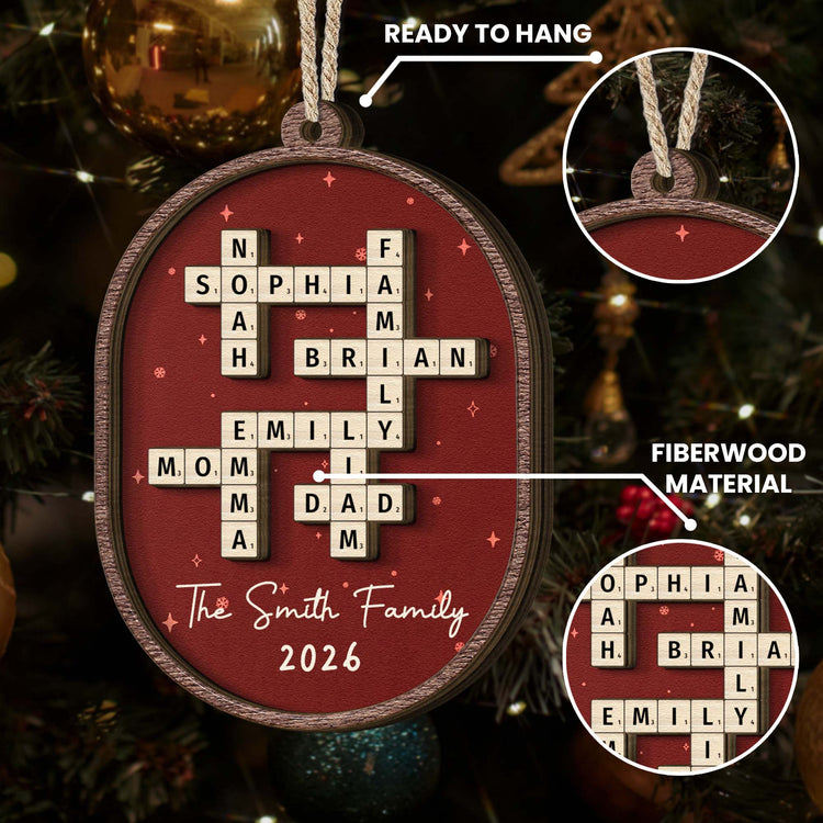 Custom Scrabble Words Family Name Stripe Patterns Christmas Gifts For Family Members - Personalized Ornament 8