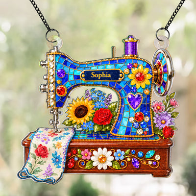 Custom Sewing Machine, Custom Name - Personalized Window Hanging Suncatcher