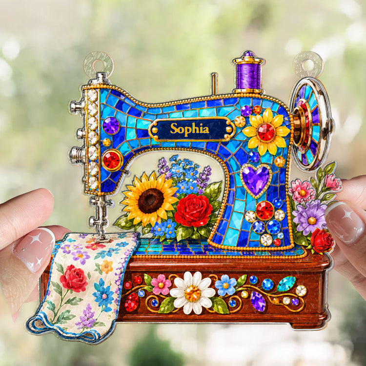 Custom Sewing Machine, Custom Name - Personalized Window Hanging Suncatcher 3