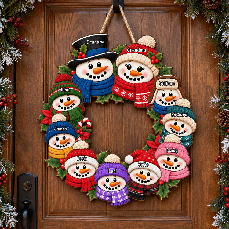 Custom Snowman Christmas Decor Gift For Grandparents - Personalized Wood Sign 1
