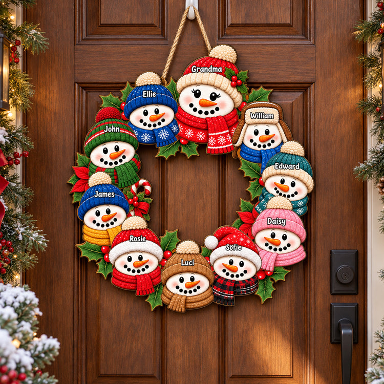 Custom Snowman Christmas Decor Gift For Grandparents - Personalized Wood Sign 2