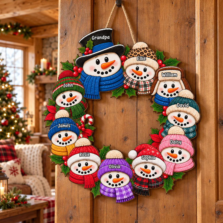 Custom Snowman Christmas Decor Gift For Grandparents - Personalized Wood Sign 3