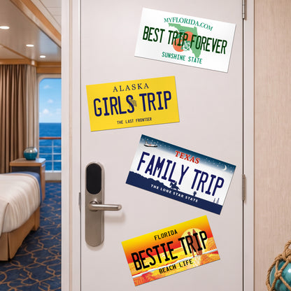 Custom State Cruise Door Signs Stateroom Decor Cruising Family Vacation, Girls Trip, Bachelor - Personalized Magnet 1