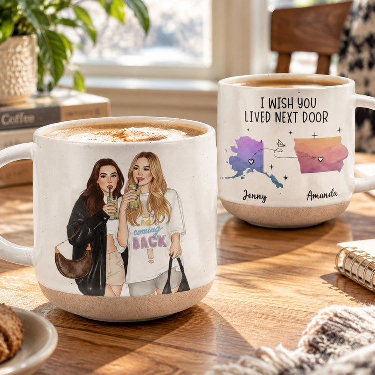 Custom States & Photo Watercolor Art - Long Distance Relationship Gifts - Personalized Mug 2