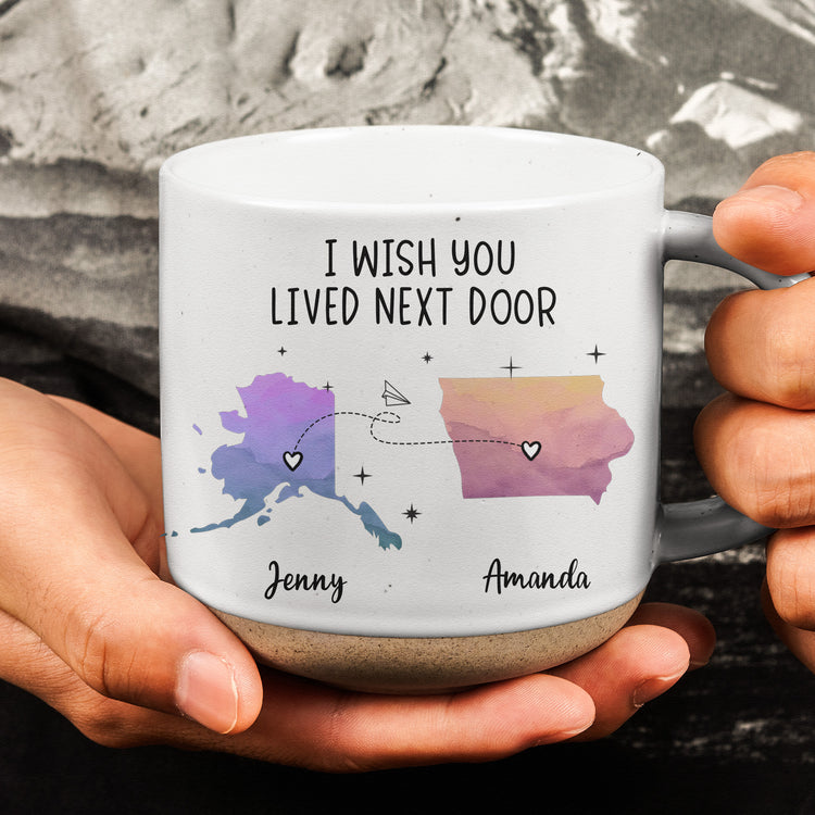 Custom States & Photo Watercolor Art - Long Distance Relationship Gifts - Personalized Mug 3