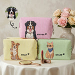 Custom Striped Pattern Pet Portrait Cartoon Art - Personalized Makeup Bag 1