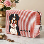 Custom Striped Pattern Pet Portrait Cartoon Art - Personalized Makeup Bag 2