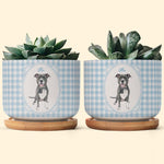 Custom Striped Pattern Watercolor Pet Portrait Memorial Gift - Personalized Plant Pot 2