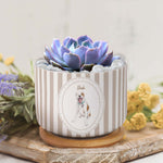 Custom Striped Pattern Watercolor Pet Portrait Memorial Gift - Personalized Plant Pot 4