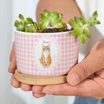 Custom Striped Pattern Watercolor Pet Portrait Memorial Gift - Personalized Plant Pot 6