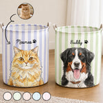 Custom Striped Pattern Watercolor Pet Portrait - Personalized Basket 1
