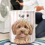 Custom Striped Pattern Watercolor Pet Portrait - Personalized Basket 4