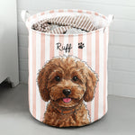 Custom Striped Pattern Watercolor Pet Portrait - Personalized Basket 5