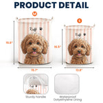 Custom Striped Pattern Watercolor Pet Portrait - Personalized Basket 6