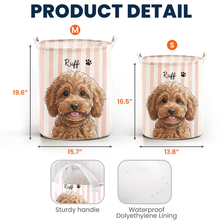 Custom Striped Pattern Watercolor Pet Portrait - Personalized Basket 6