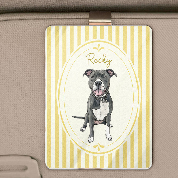 Custom Striped Pattern Watercolor Pet Portrait - Personalized Car Visor Clip 2
