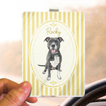 Custom Striped Pattern Watercolor Pet Portrait - Personalized Car Visor Clip 4