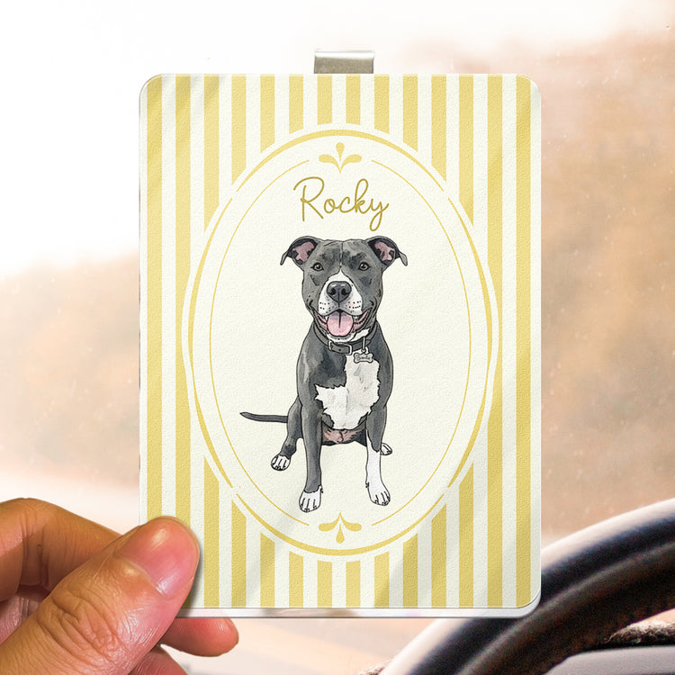 Custom Striped Pattern Watercolor Pet Portrait - Personalized Car Visor Clip 4