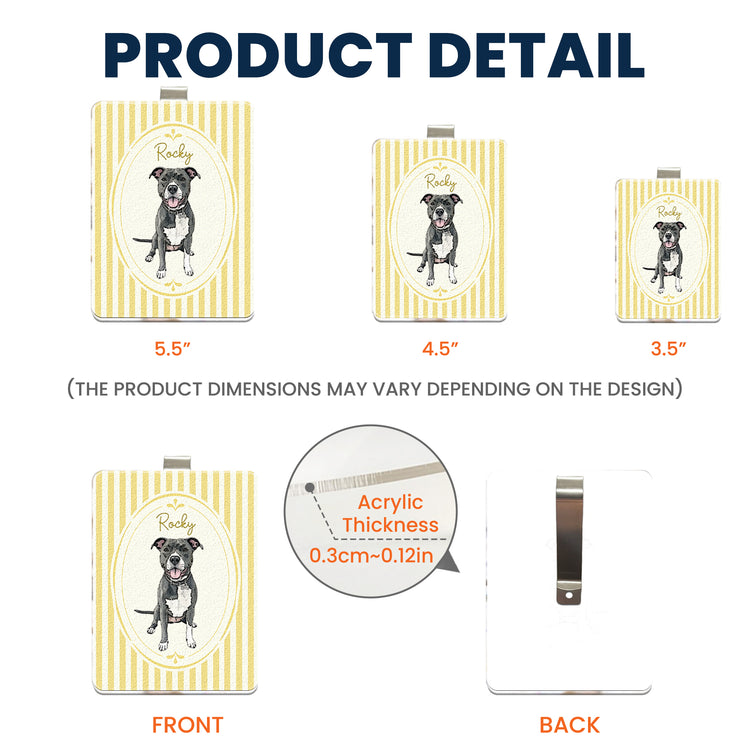 Custom Striped Pattern Watercolor Pet Portrait - Personalized Car Visor Clip 5