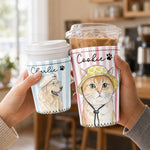 Custom Striped Pattern Watercolor Pet Portrait - Personalized Iced Coffee Sleeve 5
