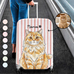 Custom Striped Pattern Watercolor Pet Portrait - Personalized Luggage Cover 1