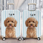 Custom Striped Pattern Watercolor Pet Portrait - Personalized Luggage Cover 2