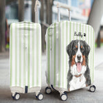 Custom Striped Pattern Watercolor Pet Portrait - Personalized Luggage Cover 3